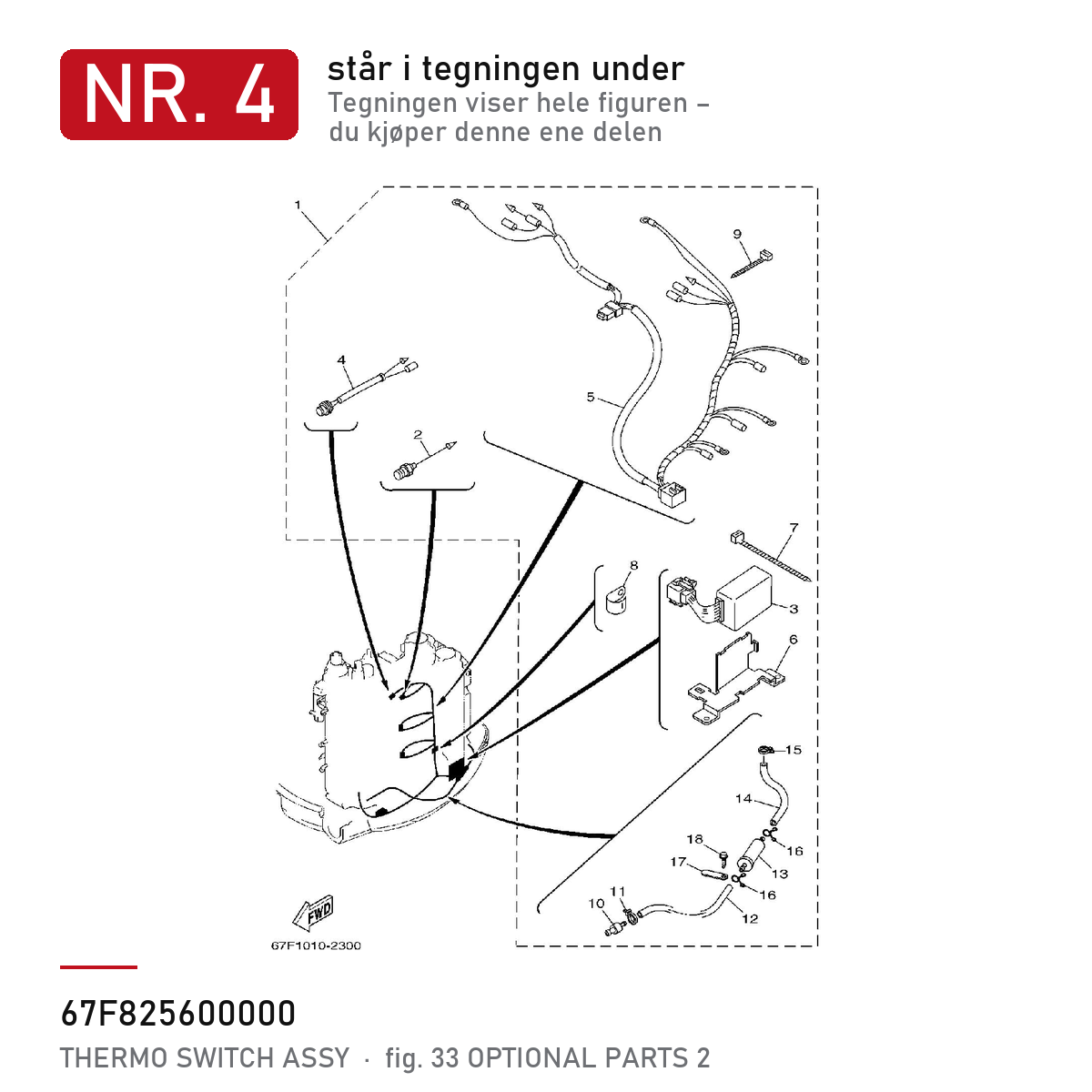Yamaha Termobryter 67F-82560-00 – nr. 4 i tegningen fra produsentens delekatalog