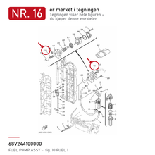 Yamaha Drivstoffpumpe 68V-24410-00 – nr. 16 i tegningen fra produsentens delekatalog
