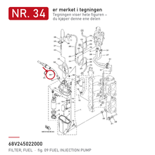 Yamaha Drivstoffilter 68V-24502-20 – nr. 34 i tegningen fra produsentens delekatalog