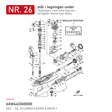 Yamaha Kile impeller 6AW-44336-00 – nr. 26 i tegningen fra produsentens delekatalog