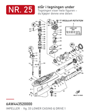 Yamaha Impeller 6AW-44352-00 – nr. 25 i tegningen fra produsentens delekatalog