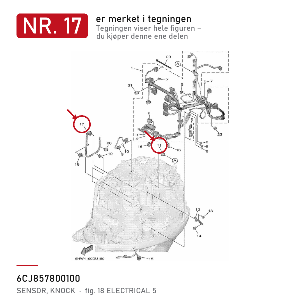 Yamaha Bankesensor 6CJ-85780-01 – nr. 17 i tegningen fra produsentens delekatalog