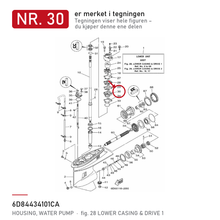 Yamaha Vannpumpehus 6D8-44341-01-CA – nr. 30 i tegningen fra produsentens delekatalog