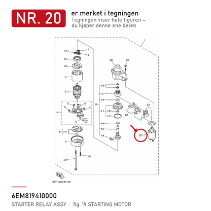 Yamaha Starterrelé 6EM-81941-00 – nr. 20 i tegningen fra produsentens delekatalog