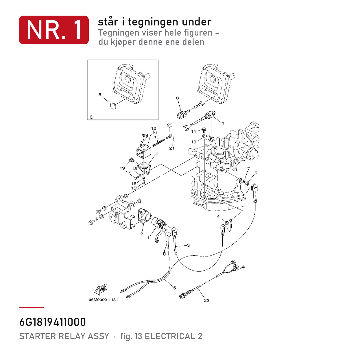 Yamaha Relé 6G1-81941-10 – nr. 1 i tegningen fra produsentens delekatalog