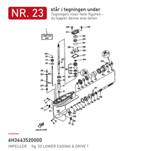 Yamaha Impeller 6H3-44352-00 – nr. 23 i tegningen fra produsentens delekatalog