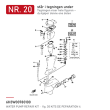 Yamaha Water Pump Repair Kit 6H3-W0078-01 – nr. 20 i tegningen fra produsentens delekatalog