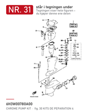 Yamaha Vannpumpesett (krom) 6H3-W0078-0A – nr. 31 i tegningen fra produsentens delekatalog