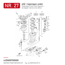 Yamaha Vannpumpesett 6JD-W0078-00 – nr. 27 i tegningen fra produsentens delekatalog