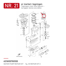 Yamaha Vannpumpesett 6S1-W0078-01 – nr. 21 i tegningen fra produsentens delekatalog