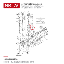 Yamaha Impeller O-ring 9321086M3800 – nr. 26 i tegningen fra produsentens delekatalog