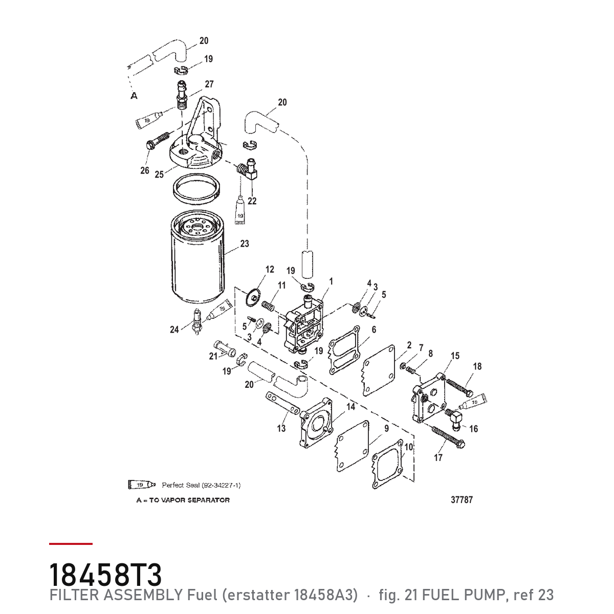 Quicksilver Filter 18458T3 – Mercury – tegning fra Mercurys delekatalog