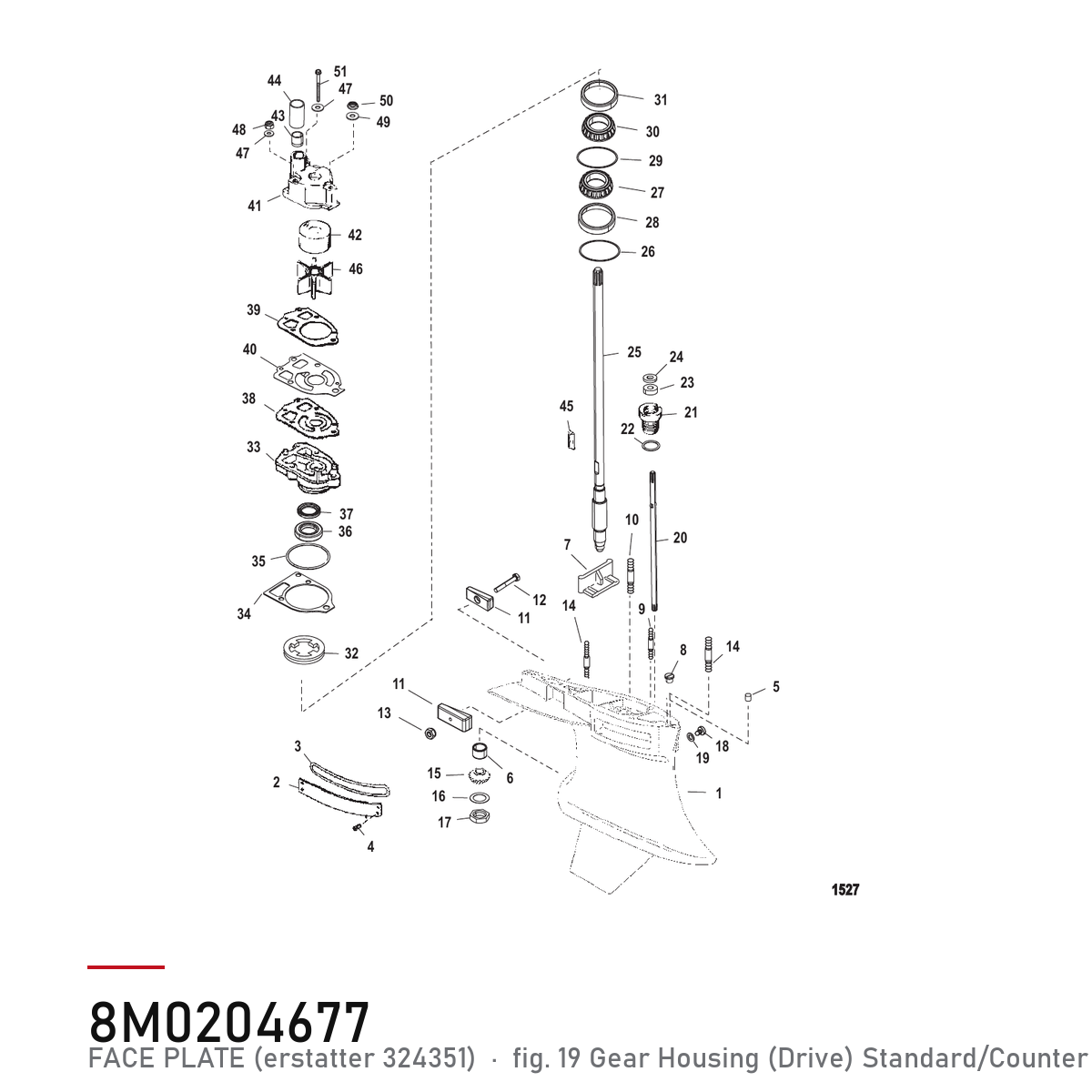 Quicksilver Slitasjeplate vannpumpe 8M0204677 – Mercury – tegning fra Mercurys delekatalog