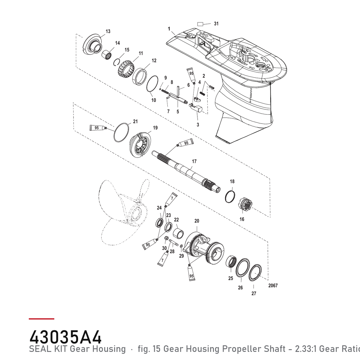 Quicksilver Tetningssett girhus 43035A4 – Mercury – tegning fra Mercurys delekatalog