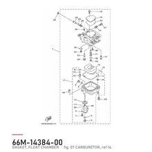 Yamaha GASKET, FLOAT CHAMBER 66M143840000 – tegning fra Yamahas delekatalog