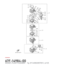 Yamaha Pakning flottørkammer 67F-14984-00 – tegning fra Yamahas delekatalog