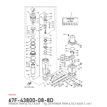 Yamaha Trim- og tiltenhet 67F-43800-08-8D – tegning av hele figuren fra produsentens delekatalog