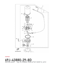 Yamaha Powertrim-motor 69J-43880-29-8D – tegning fra Yamahas delekatalog