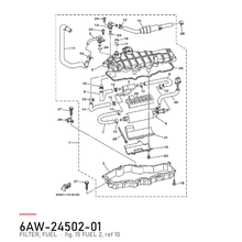 Yamaha Drivstoffilter 6AW-24502-01 – tegning av hele figuren fra produsentens delekatalog