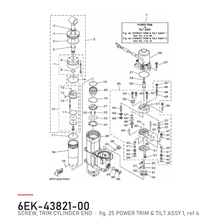 Yamaha Trim-lokk 6EK-43821-00 – tegning fra Yamahas delekatalog