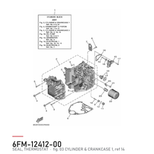 Yamaha Termostatpakning 6FM-12412-00 – tegning fra Yamahas delekatalog