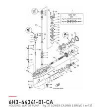 Yamaha Vannpumpehus 6H3-44341-01-CA – tegning fra Yamahas delekatalog