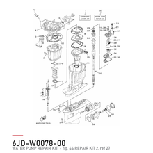 Yamaha Vannpumpesett 6JD-W0078-00 – tegning fra Yamahas delekatalog
