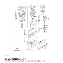 Yamaha Vannpumpesett 6S1-W0078-01 – tegning fra Yamahas delekatalog