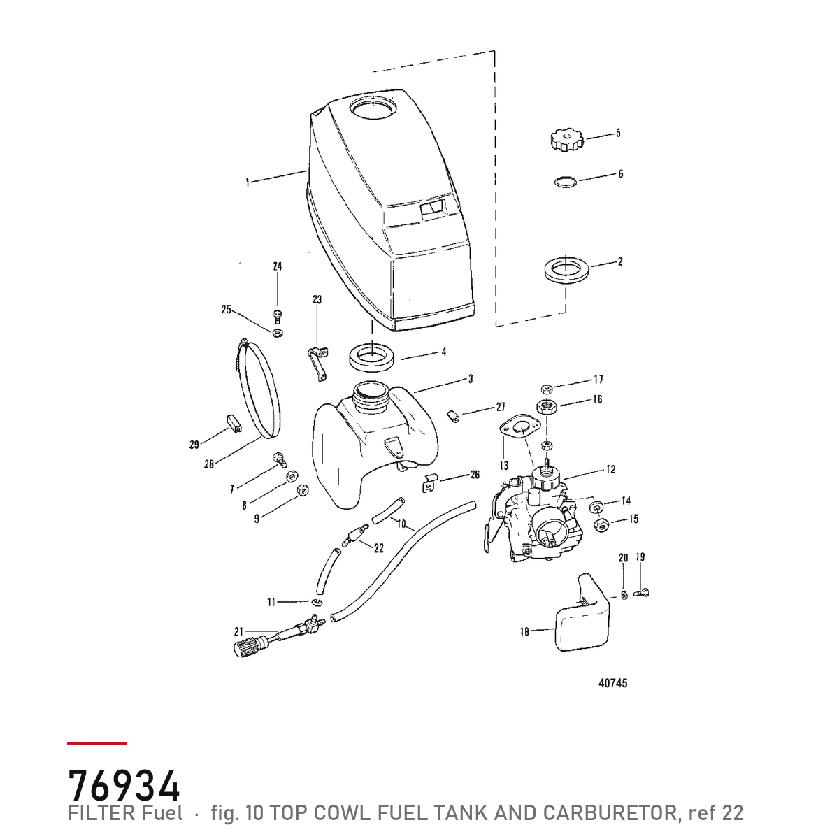 Quicksilver Filter 76934 – Mercury – tegning fra Mercurys delekatalog