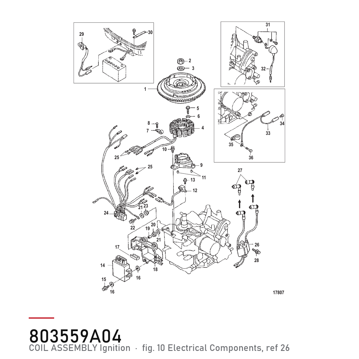 Quicksilver Tennspole 803559A04 – Mercury – tegning fra Mercurys delekatalog