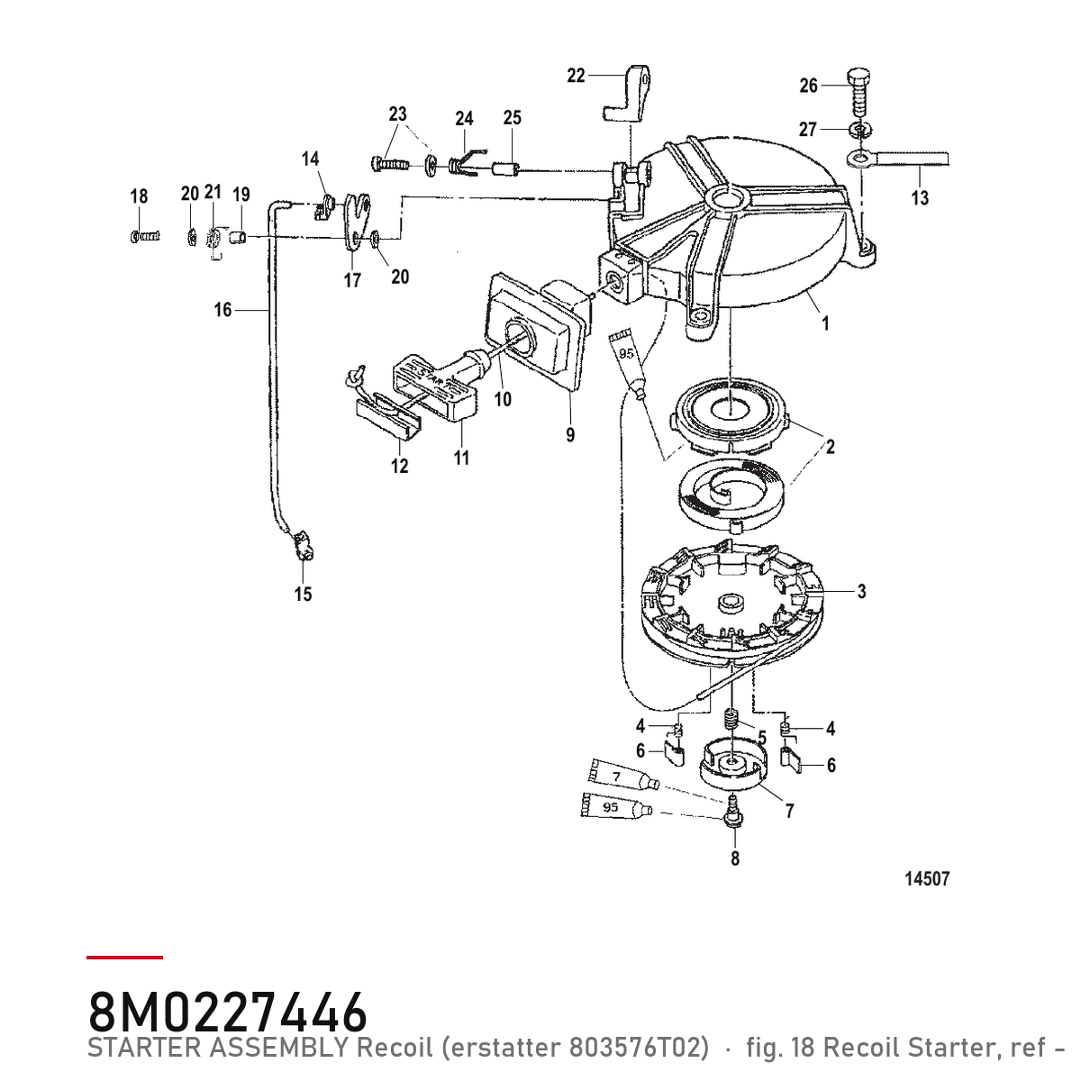 Quicksilver Rekylstarter 8M0227446 – Mercury – tegning fra Mercurys delekatalog