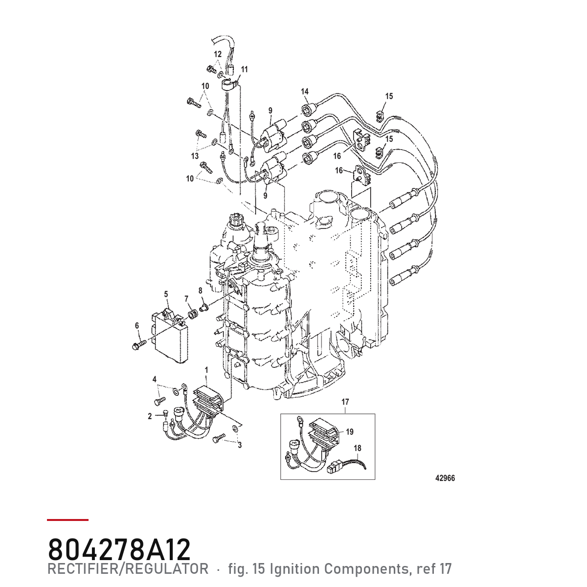 Quicksilver Likeretter / regulator 804278A12 – Mercury – tegning fra Mercurys delekatalog