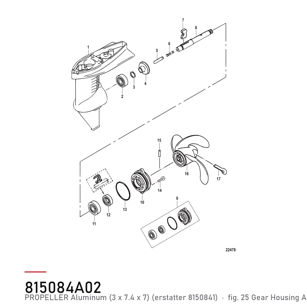 Quicksilver Propell Black Max 7,4 x 7 815084A02 – Mercury – tegning fra Mercurys delekatalog