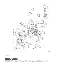 Quicksilver Anode Powertrim 97-818298T 1 – hvor delen sitter, tegning fra Mercurys delekatalog