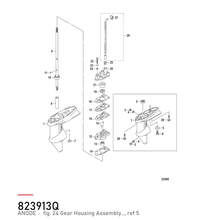 Quicksilver Anode 97823913Q – hvor delen sitter, tegning fra Mercurys delekatalog