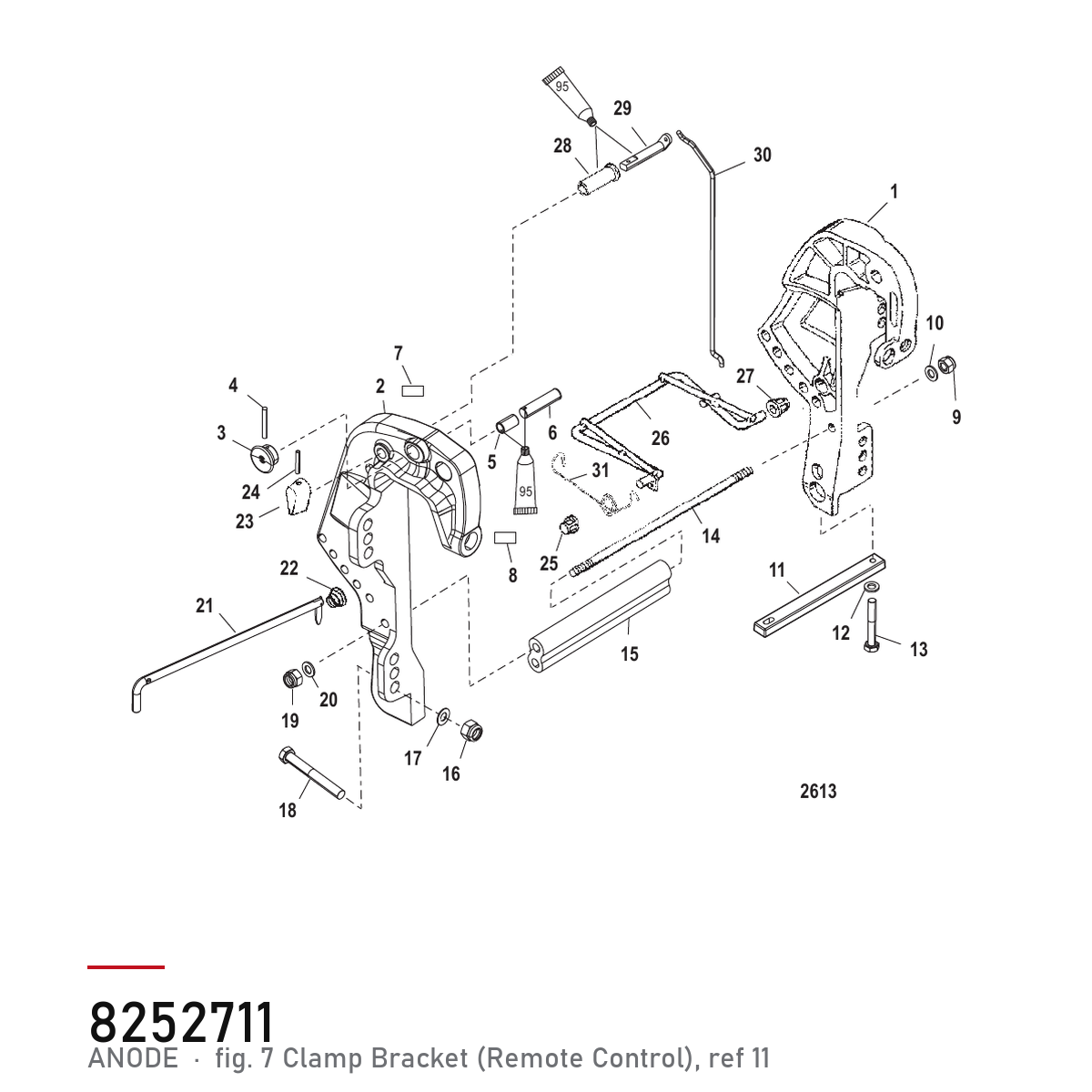 Quicksilver Anode 8252711 – Mercury – tegning fra Mercurys delekatalog