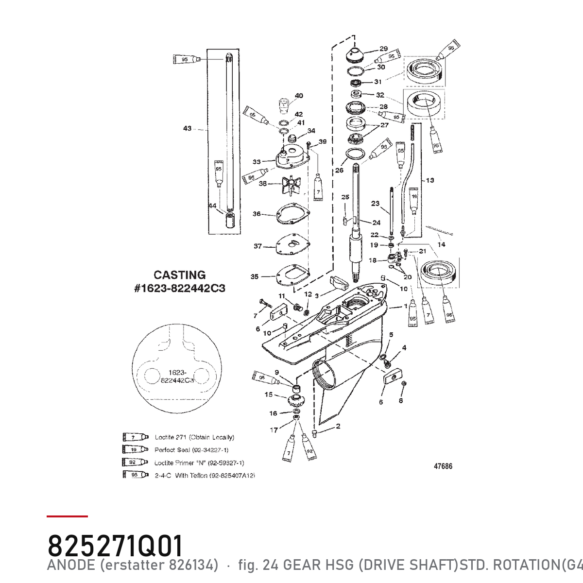 Quicksilver Anode 825271Q01 – Mercury – tegning fra Mercurys delekatalog
