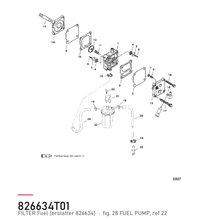 Quicksilver Filter 826634T01 – Mercury – tegning fra Mercurys delekatalog