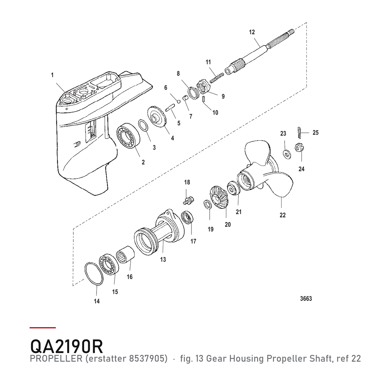 Quicksilver Propell Black Diamond 10 x 8 QA2190R – Mercury – tegning fra Mercurys delekatalog