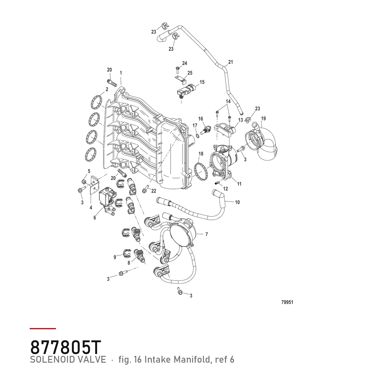 Quicksilver Solenoidventil 877805T – Mercury – tegning fra Mercurys delekatalog