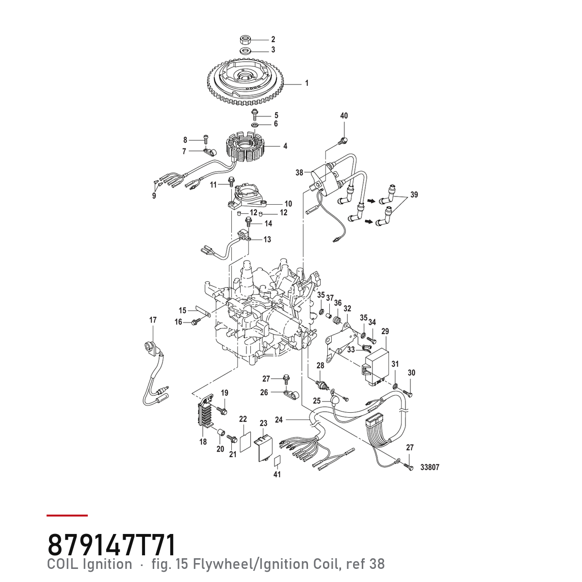 Quicksilver Tennspole 879147T71 – Mercury – tegning fra Mercurys delekatalog