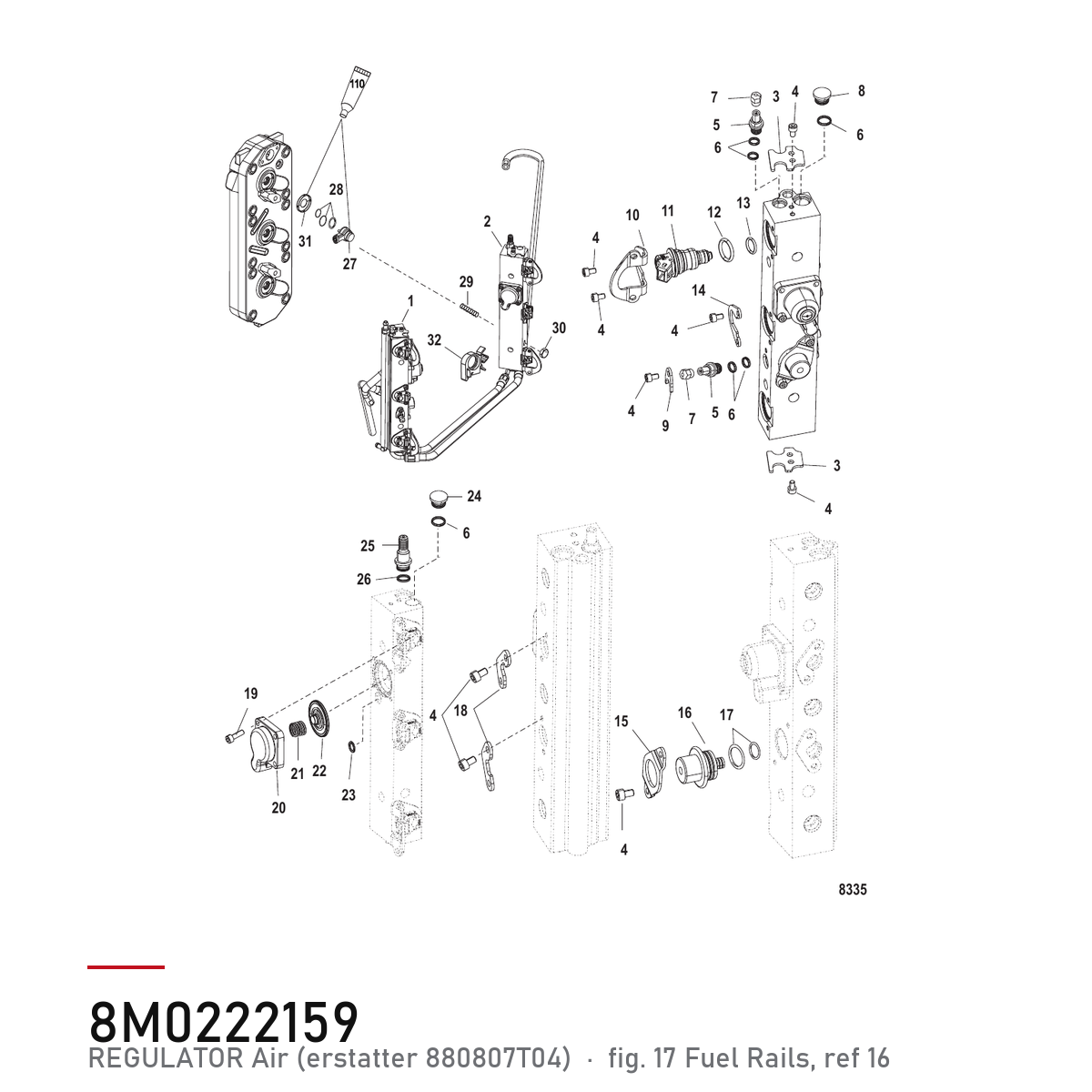 Quicksilver Luftregulator 8M0222159 – Mercury – tegning fra Mercurys delekatalog