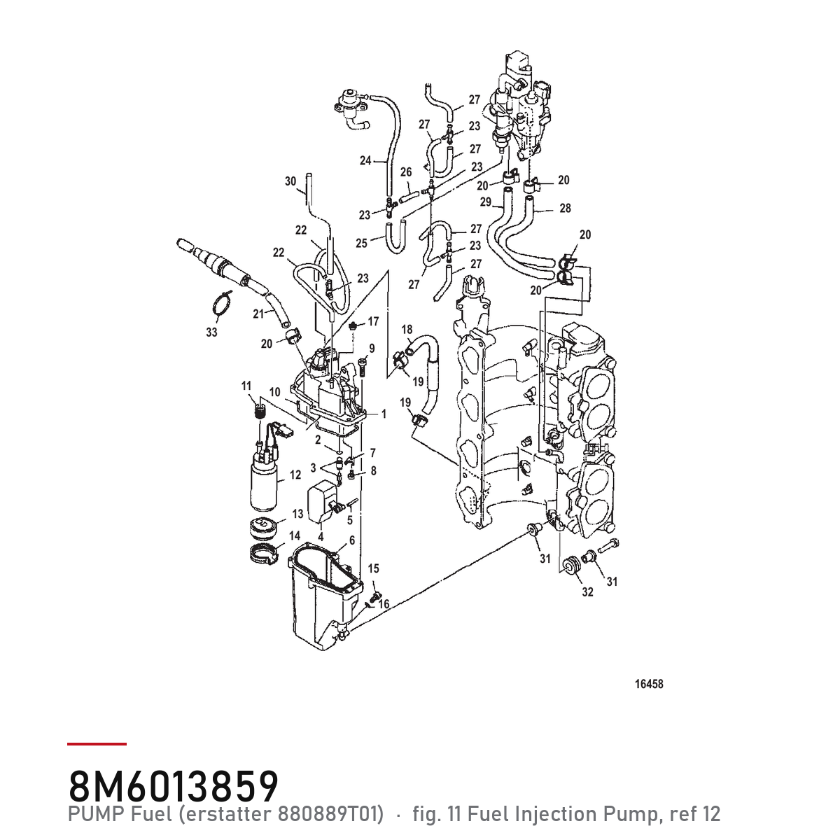 Quicksilver Drivstoffpumpe 8M6013859 – Mercury – tegning fra Mercurys delekatalog
