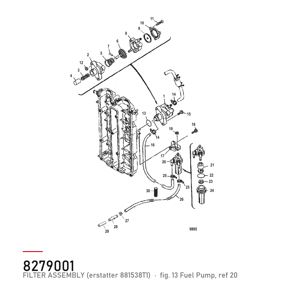 Quicksilver Filter 888279001 – Mercury – tegning fra Mercurys delekatalog