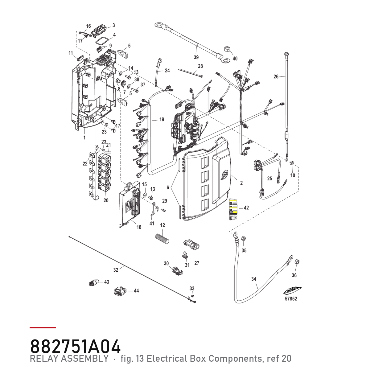Quicksilver Startrelé / solenoid 882751A04 – Mercury – tegning fra Mercurys delekatalog