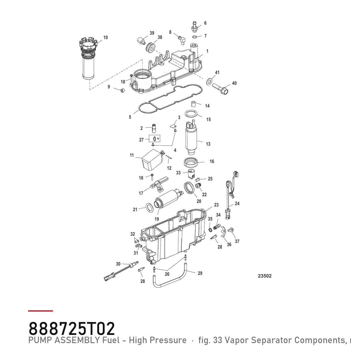 Quicksilver Drivstoffpumpe 888725T02 – Mercury – tegning fra Mercurys delekatalog