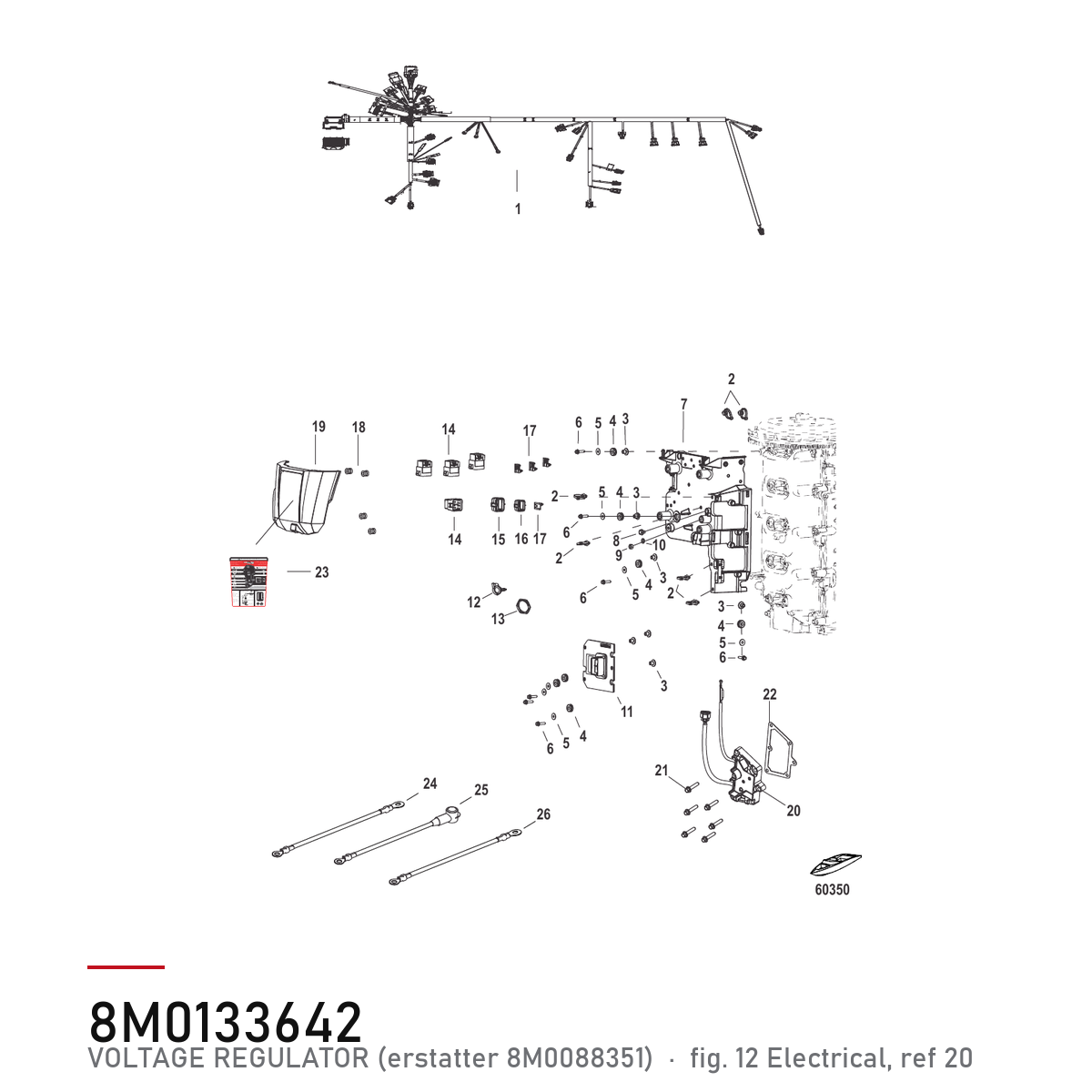 Quicksilver Spenningsregulator 8M0133642 – Mercury – tegning fra Mercurys delekatalog