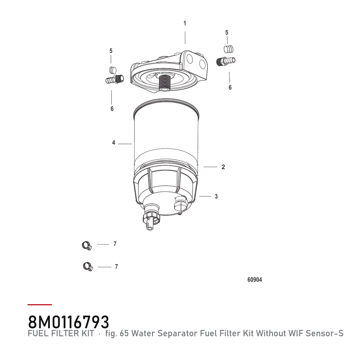 Quicksilver Drivstoffiltersett 8M0116793 – Mercury – tegning fra Mercurys delekatalog