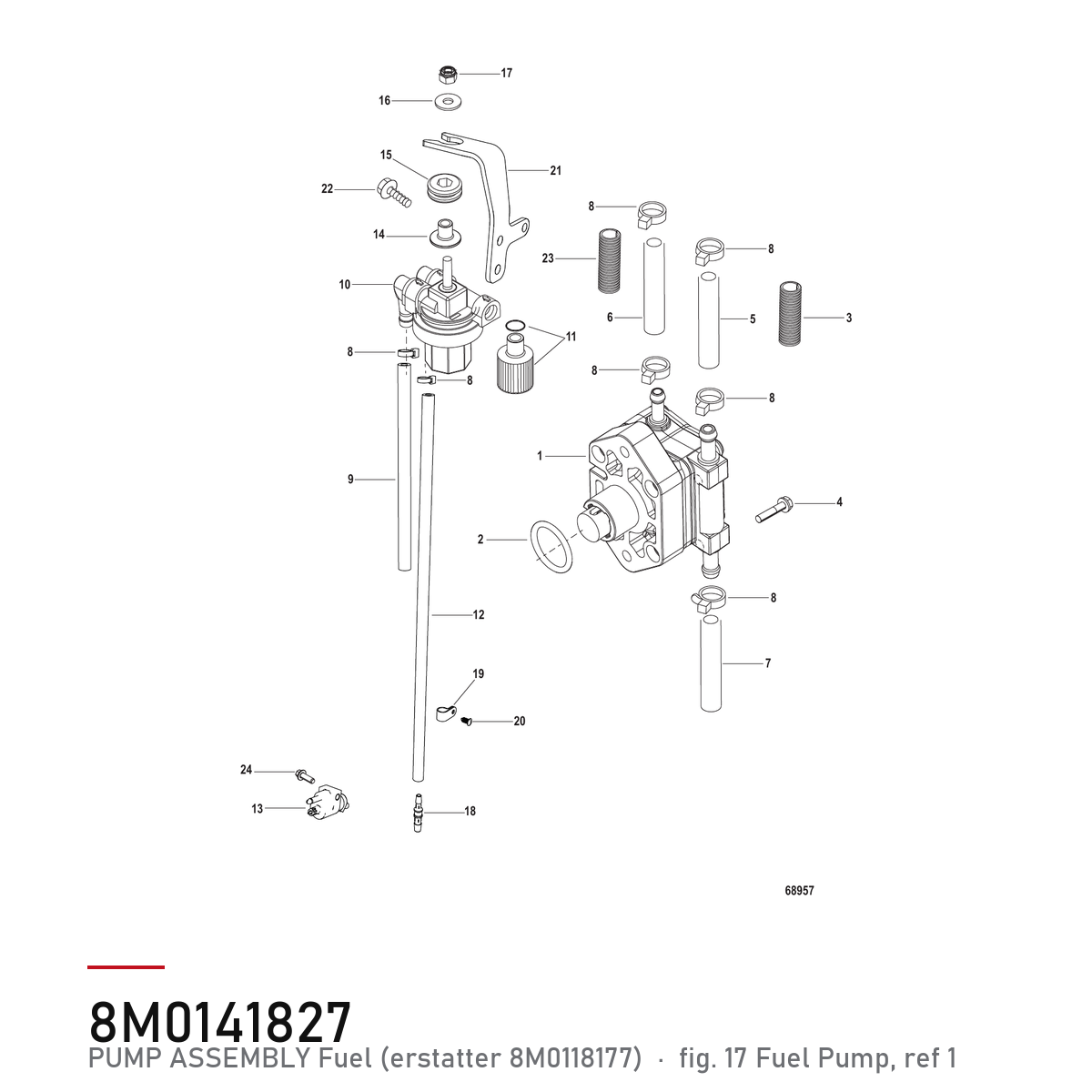 Quicksilver Drivstoffpumpe 8M0141827 – Mercury – tegning fra Mercurys delekatalog