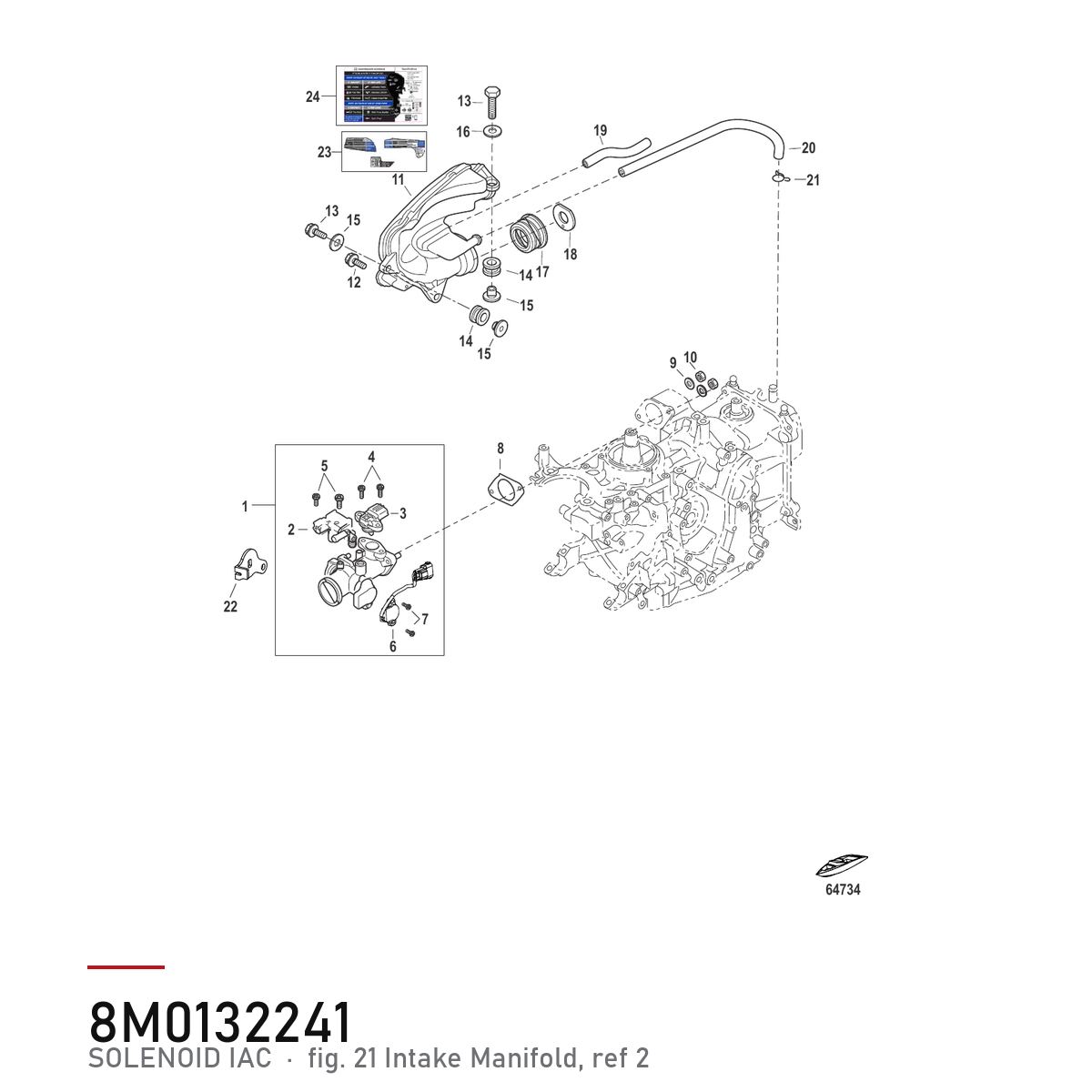 Quicksilver Tomgangsventil (IAC) 8M0132241 – Mercury – tegning fra Mercurys delekatalog
